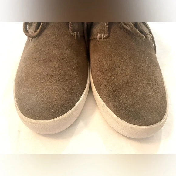 Frye Grayish Taupe Suede Fringe High-Top Boots - Picture 6 of 15